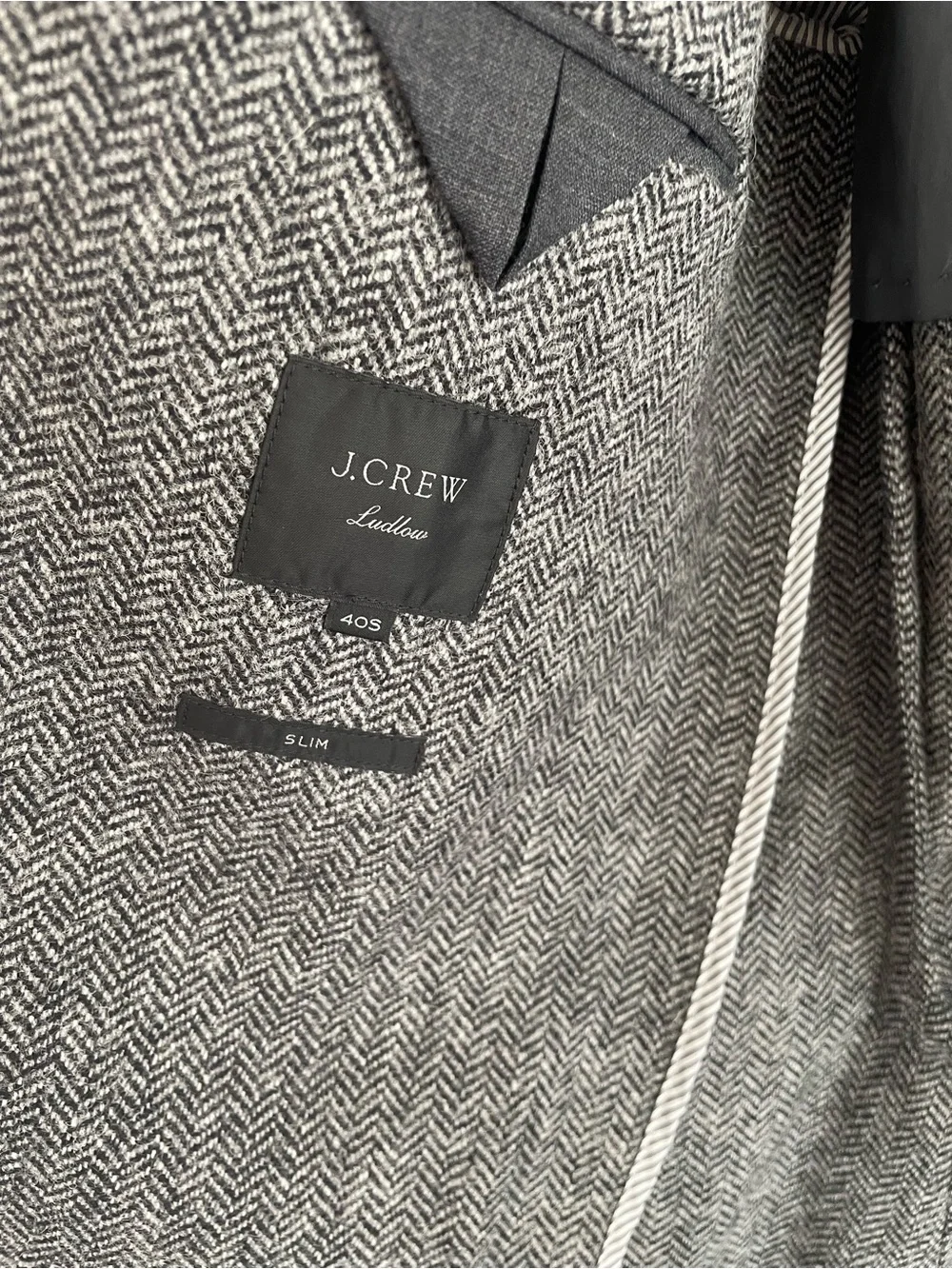 J.Crew Ludlow Blazer — Gray Herringbone Tweed, Moon English Wool